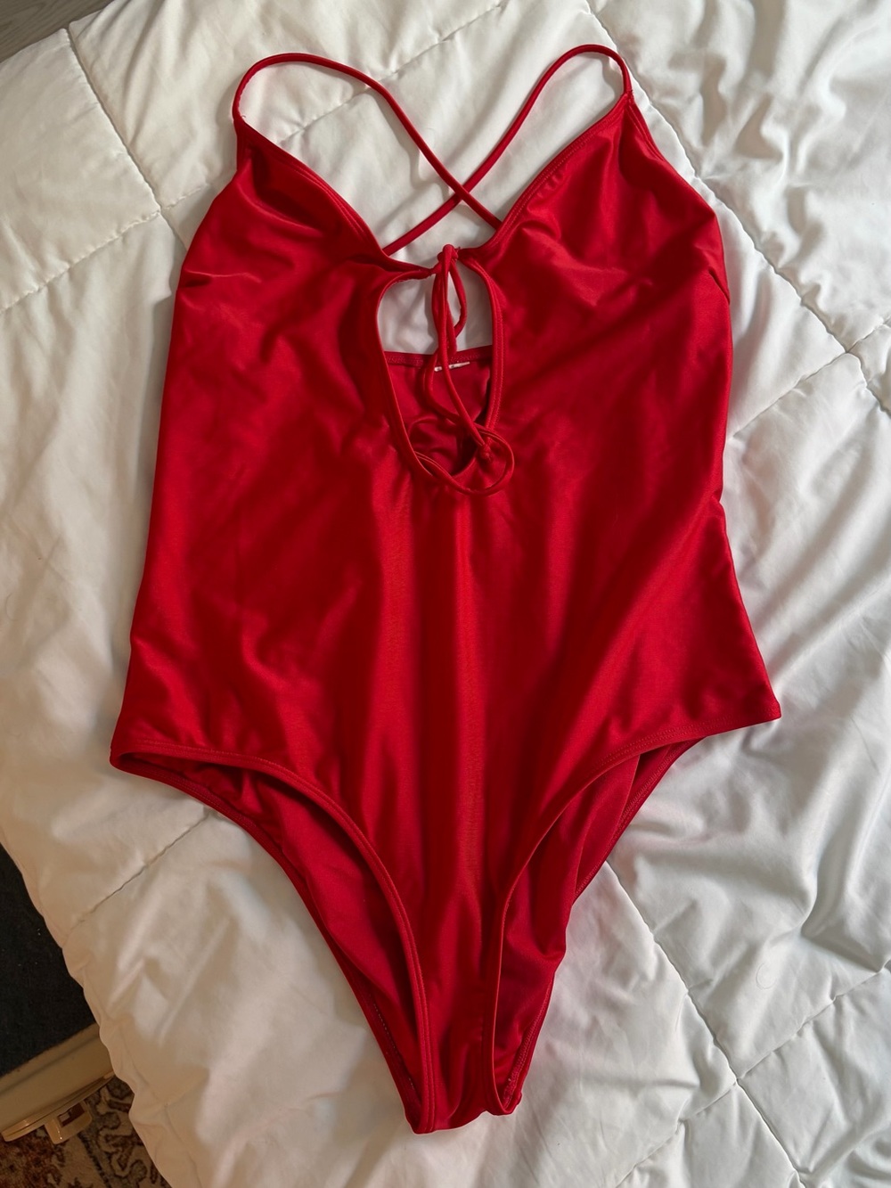 Red one-piece swimsuit